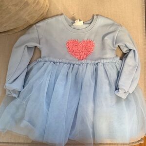 Blue and Pink Heart Kids Casual Dress